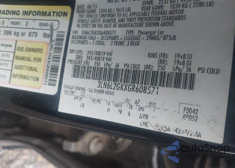 2016 Lincoln Mkz z USA, uszkodzony, nr VIN 3LN6L2GKXGR608571